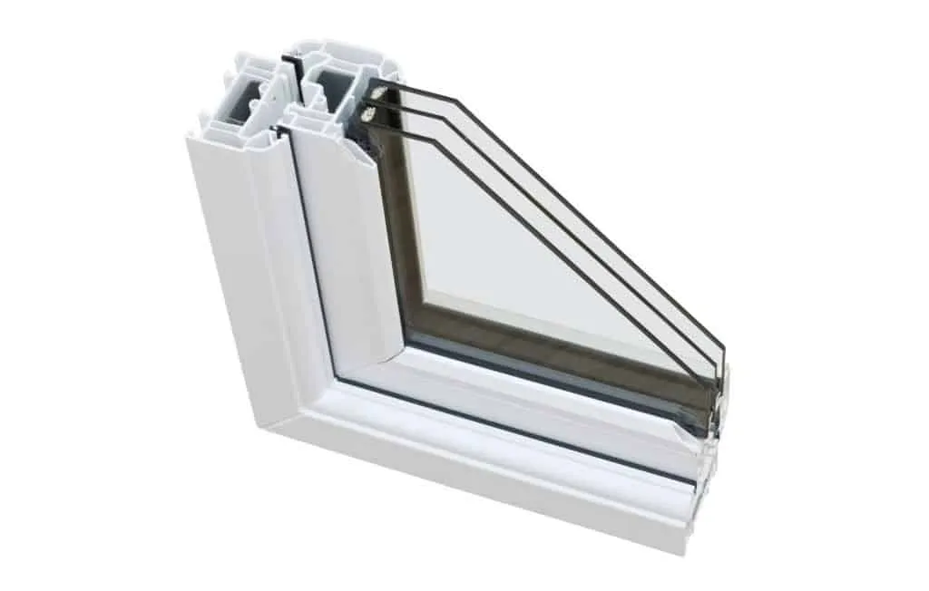Close-up of a triple-pane energy-efficient window with a Triple-E glass system, enhancing insulation and reducing energy costs.
